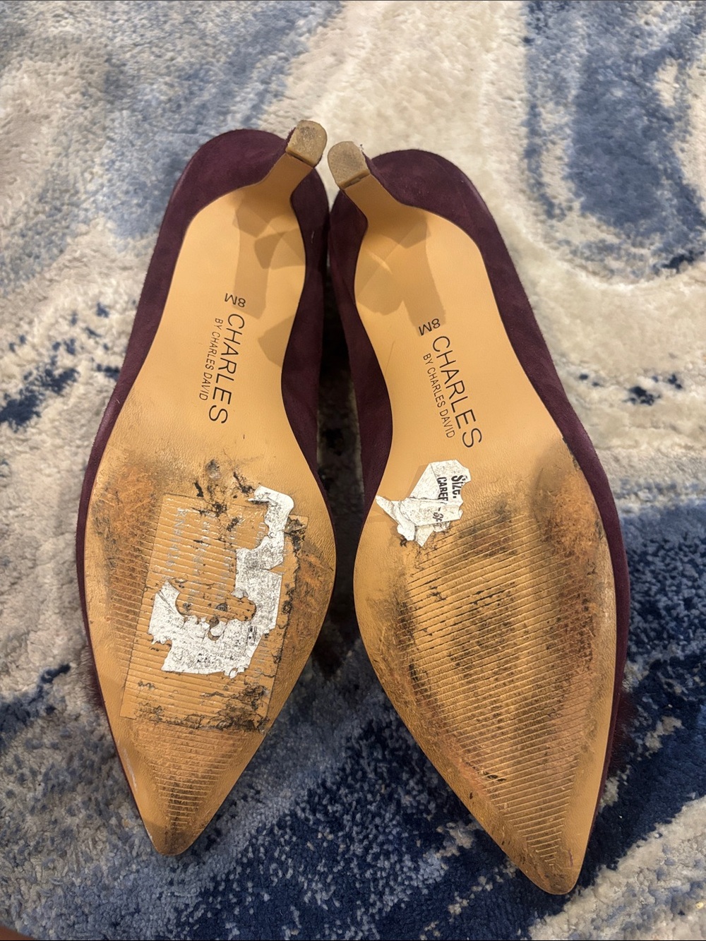 Charles by Charles David Burgundy Suede Pom Pom Kitten Heel Pumps - Picture 5 of 5